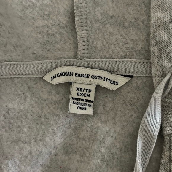 AEO Embroidered Floral Gray Pullover Oversized Hoodie Sweatshirt - Picture 5 of 5